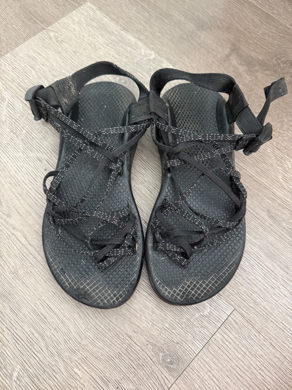 Chaco Black Sport Strappy Sandals with Reflective Detail